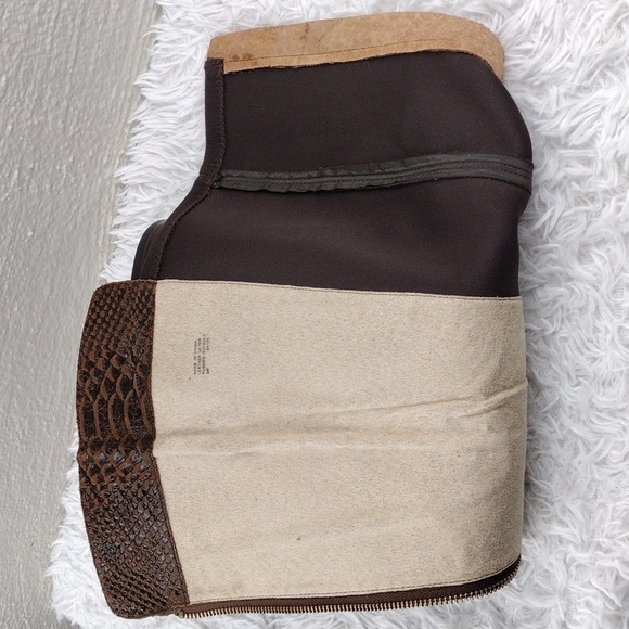 MICHAEL Michael Kors Brown Snakeskin Suede Leather Side Zipper Tall Riding Boot - Picture 14 of 16